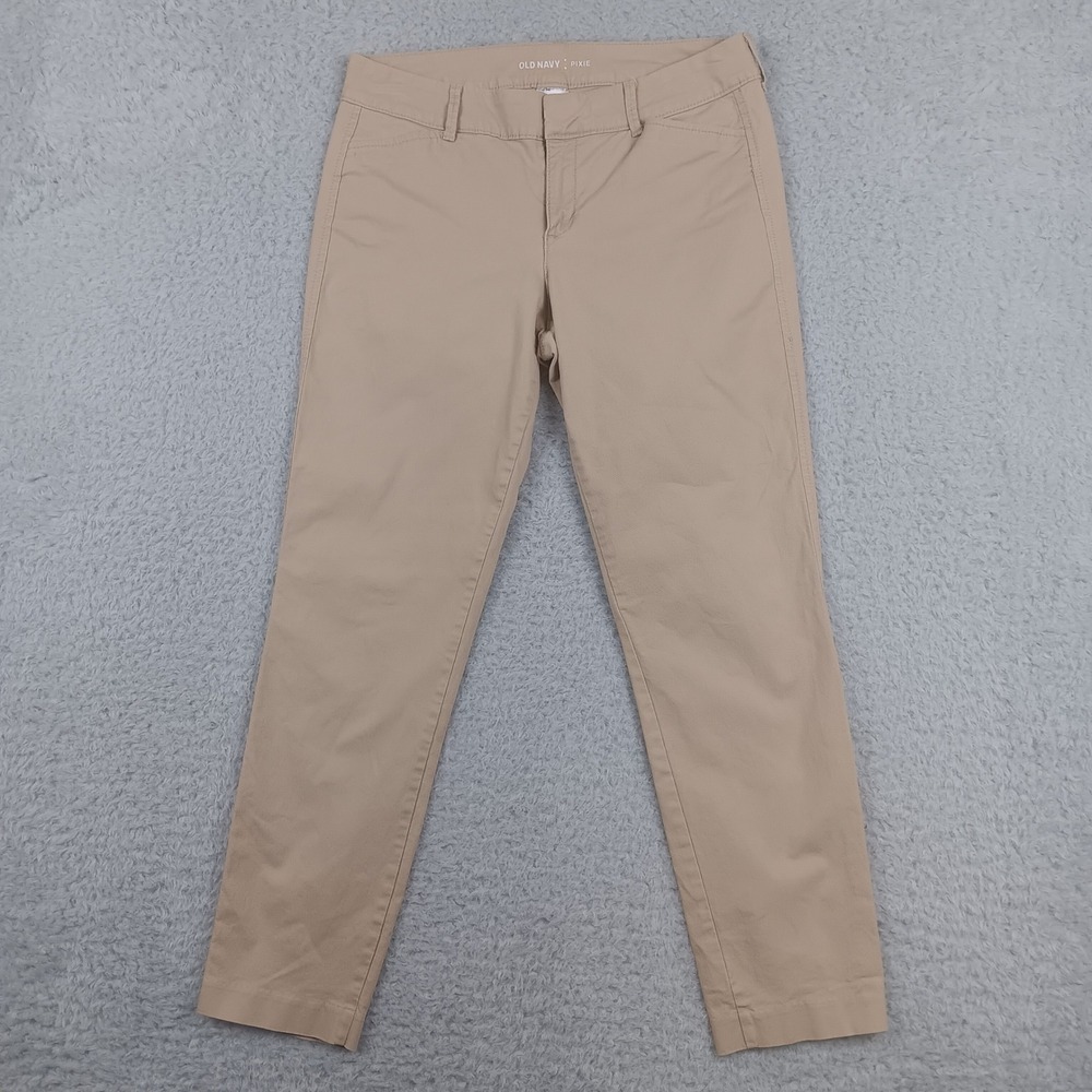 Old Navy Pant Pixie Chino Womens 4 Tan Mid Rise Slim Ankle Stretch 815033-19